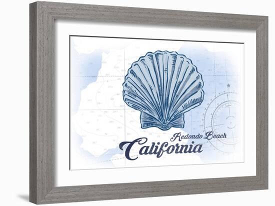 Redondo Beach, California - Scallop Shell - Blue - Coastal Icon-Lantern Press-Framed Art Print