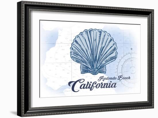 Redondo Beach, California - Scallop Shell - Blue - Coastal Icon-Lantern Press-Framed Art Print