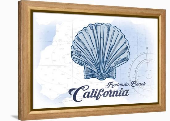 Redondo Beach, California - Scallop Shell - Blue - Coastal Icon-Lantern Press-Framed Stretched Canvas