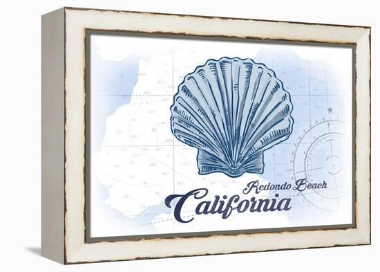 Redondo Beach, California - Scallop Shell - Blue - Coastal Icon-Lantern Press-Framed Stretched Canvas