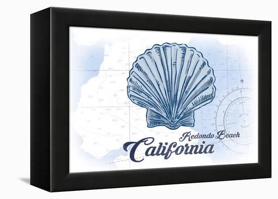 Redondo Beach, California - Scallop Shell - Blue - Coastal Icon-Lantern Press-Framed Stretched Canvas