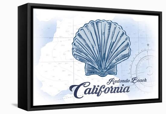 Redondo Beach, California - Scallop Shell - Blue - Coastal Icon-Lantern Press-Framed Stretched Canvas