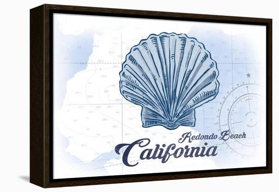 Redondo Beach, California - Scallop Shell - Blue - Coastal Icon-Lantern Press-Framed Stretched Canvas