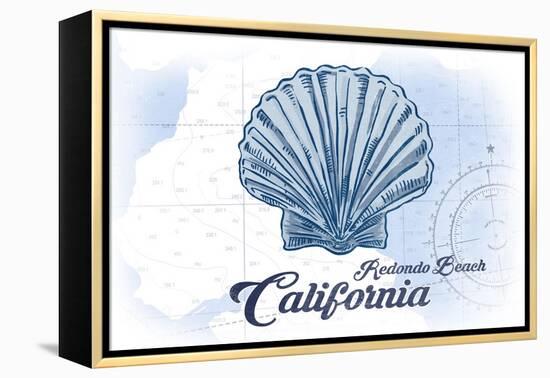 Redondo Beach, California - Scallop Shell - Blue - Coastal Icon-Lantern Press-Framed Stretched Canvas