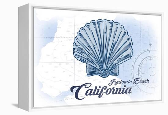 Redondo Beach, California - Scallop Shell - Blue - Coastal Icon-Lantern Press-Framed Stretched Canvas