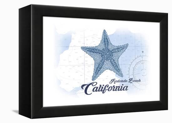 Redondo Beach, California - Starfish - Blue - Coastal Icon-Lantern Press-Framed Stretched Canvas