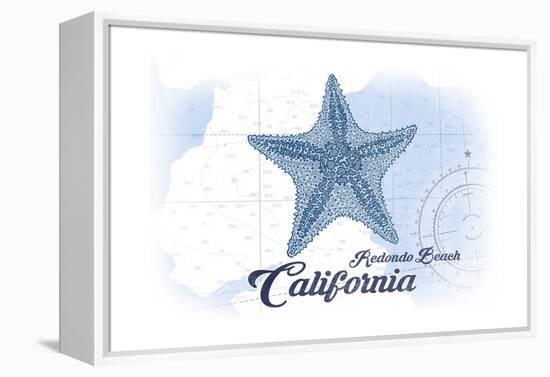 Redondo Beach, California - Starfish - Blue - Coastal Icon-Lantern Press-Framed Stretched Canvas