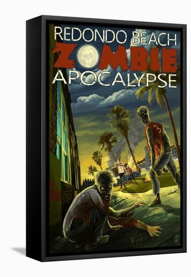 Redondo Beach, California - Zombie Apocalypse-Lantern Press-Framed Stretched Canvas