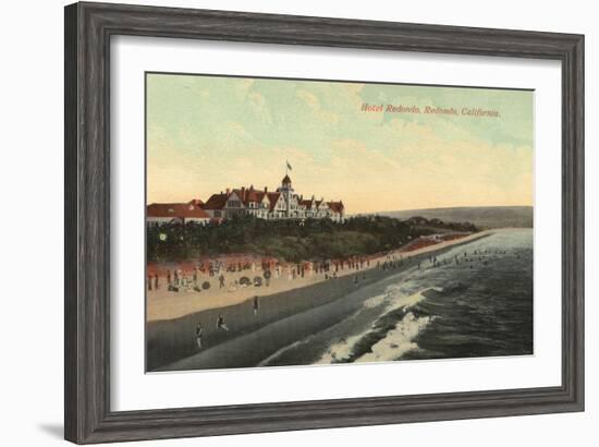 Redondo, California - View of Beach & the Hotel Redondo-Lantern Press-Framed Art Print