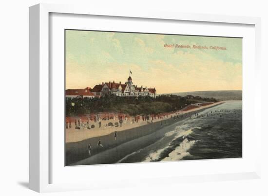 Redondo, California - View of Beach & the Hotel Redondo-Lantern Press-Framed Art Print