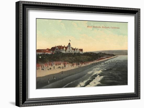 Redondo, California - View of Beach & the Hotel Redondo-Lantern Press-Framed Art Print