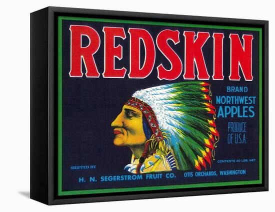 Redskin Apple Label - Yakima, WA-Lantern Press-Framed Stretched Canvas