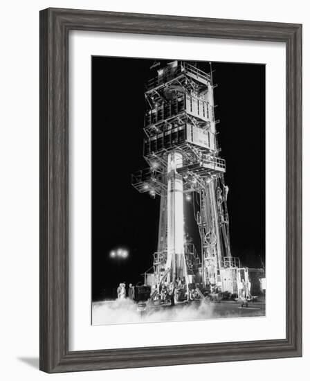 Redstone Rocket in Launching Stand-Ralph Morse-Framed Photographic Print