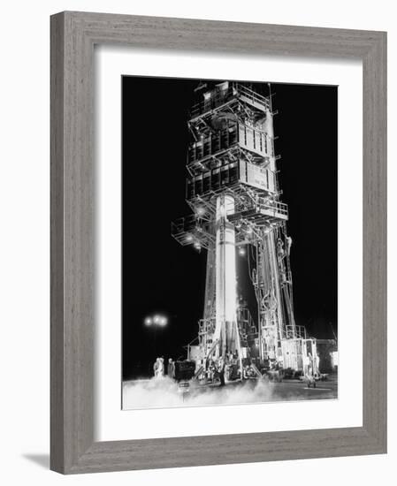 Redstone Rocket in Launching Stand-Ralph Morse-Framed Photographic Print