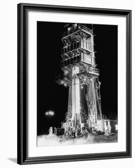 Redstone Rocket in Launching Stand-Ralph Morse-Framed Photographic Print