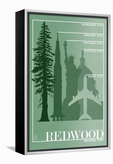 Redwood National Park - Redwood Relative Sizes-Lantern Press-Framed Stretched Canvas