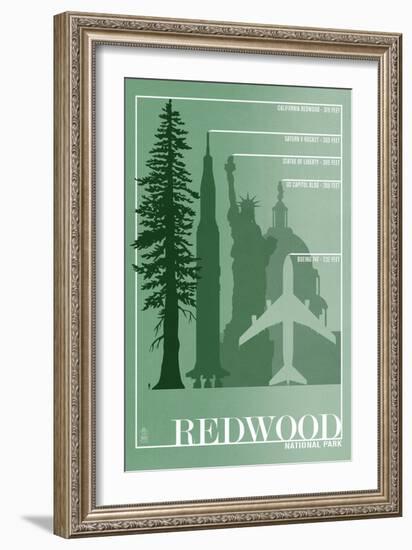 Redwood National Park - Redwood Relative Sizes-Lantern Press-Framed Art Print