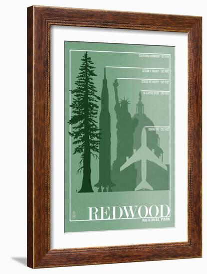 Redwood National Park - Redwood Relative Sizes-Lantern Press-Framed Art Print