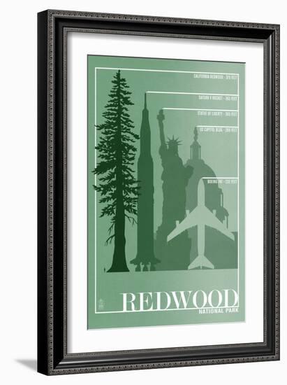 Redwood National Park - Redwood Relative Sizes-Lantern Press-Framed Art Print