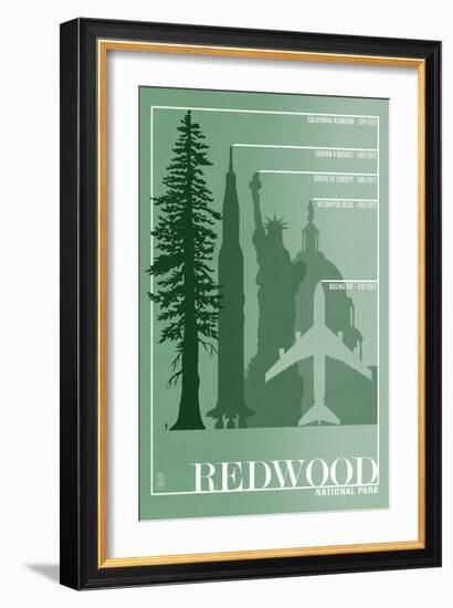 Redwood National Park - Redwood Relative Sizes-Lantern Press-Framed Art Print