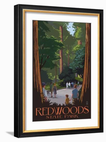 Redwoods State Park - Boardwalk-Lantern Press-Framed Art Print