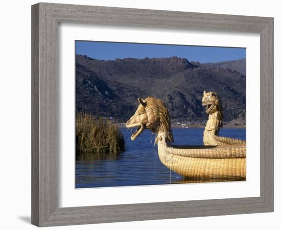 Reedboats, Lake Titicaca, Peru-John Warburton-lee-Framed Photographic Print