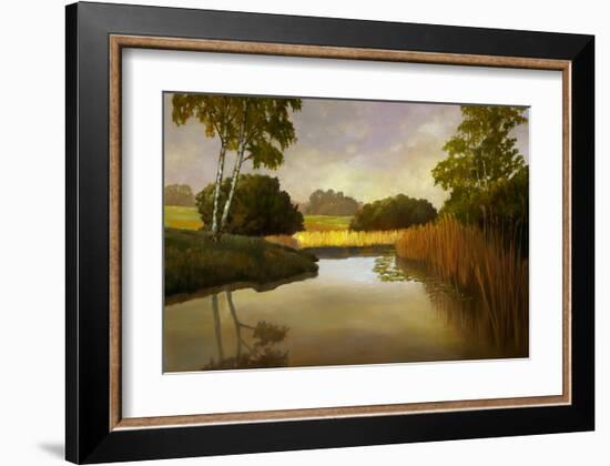 Reeds Birchs and Water I-Graham Reynolds-Framed Art Print
