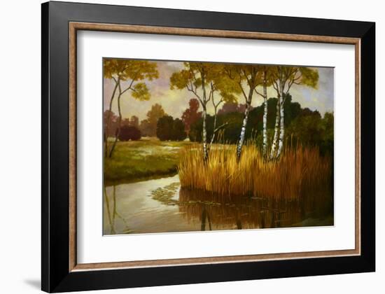 Reeds Birchs and Water II-Graham Reynolds-Framed Art Print