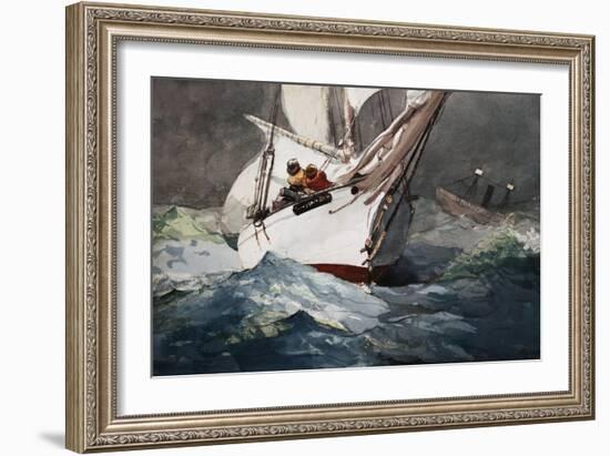 Reefing Sails Around Diamond Shoals, Cape Hatteras by Winslow Homer-Geoffrey Clements-Framed Giclee Print