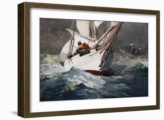 Reefing Sails Around Diamond Shoals, Cape Hatteras by Winslow Homer-Geoffrey Clements-Framed Giclee Print