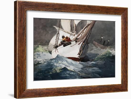 Reefing Sails Around Diamond Shoals, Cape Hatteras by Winslow Homer-Geoffrey Clements-Framed Giclee Print