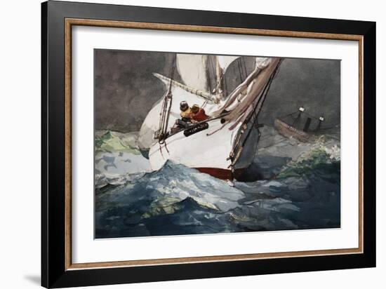 Reefing Sails Around Diamond Shoals, Cape Hatteras by Winslow Homer-Geoffrey Clements-Framed Giclee Print