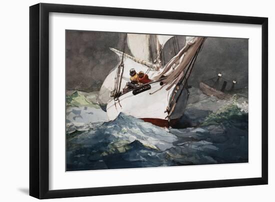 Reefing Sails Around Diamond Shoals, Cape Hatteras by Winslow Homer-Geoffrey Clements-Framed Giclee Print