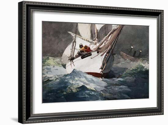 Reefing Sails Around Diamond Shoals, Cape Hatteras by Winslow Homer-Geoffrey Clements-Framed Giclee Print