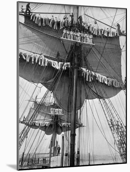 Reefing Topsails on Board the Training Ship HMS 'Impregnable, Devonport, Devon, 1896-WM Crockett-Mounted Giclee Print