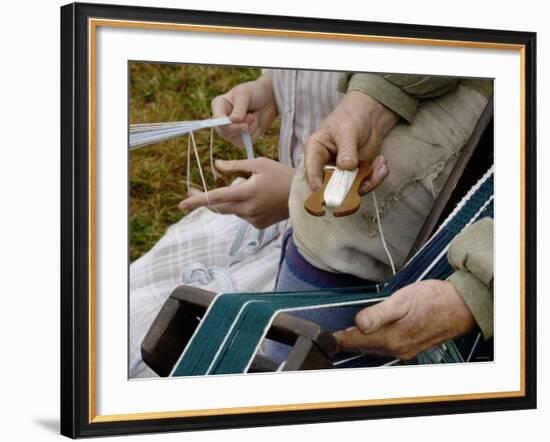 Reenactors Weaving on Belt Looms at a Revolutionary War Reenactment, Yorktown Battlefield, Virginia-null-Framed Photographic Print