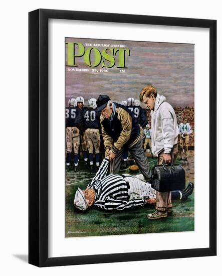 "Ref Out Cold" Saturday Evening Post Cover, November 25, 1950-Stevan Dohanos-Framed Premium Giclee Print