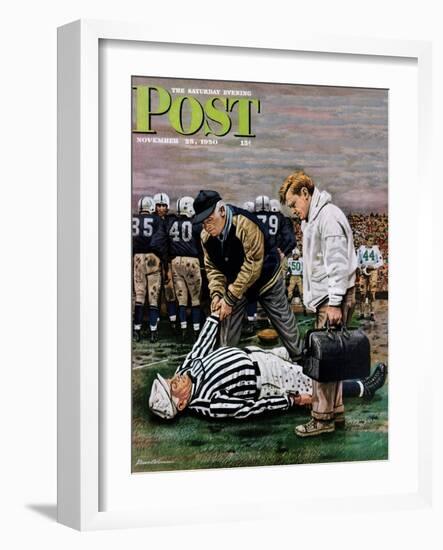 "Ref Out Cold" Saturday Evening Post Cover, November 25, 1950-Stevan Dohanos-Framed Premium Giclee Print