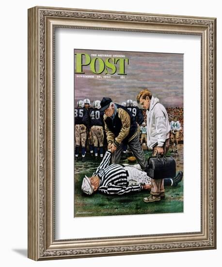 "Ref Out Cold" Saturday Evening Post Cover, November 25, 1950-Stevan Dohanos-Framed Giclee Print