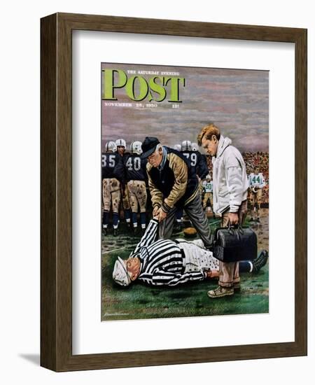 "Ref Out Cold" Saturday Evening Post Cover, November 25, 1950-Stevan Dohanos-Framed Giclee Print