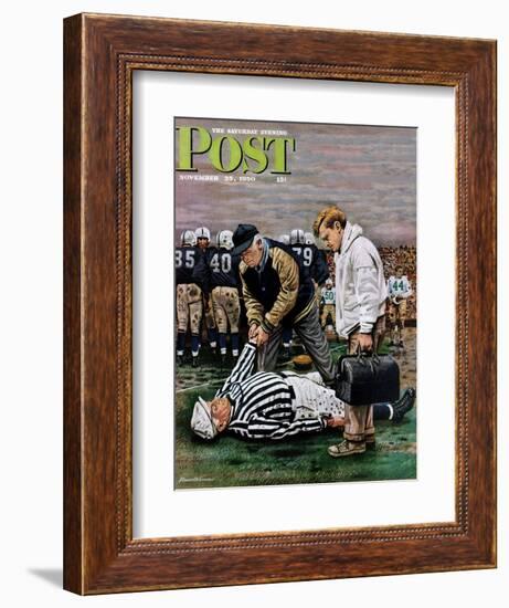 "Ref Out Cold" Saturday Evening Post Cover, November 25, 1950-Stevan Dohanos-Framed Giclee Print