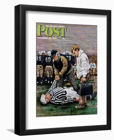 "Ref Out Cold" Saturday Evening Post Cover, November 25, 1950-Stevan Dohanos-Framed Giclee Print