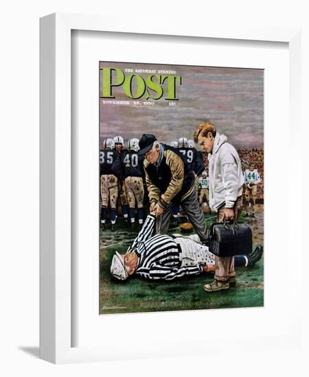 "Ref Out Cold" Saturday Evening Post Cover, November 25, 1950-Stevan Dohanos-Framed Giclee Print