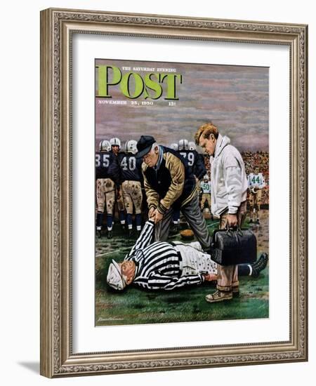 "Ref Out Cold" Saturday Evening Post Cover, November 25, 1950-Stevan Dohanos-Framed Giclee Print