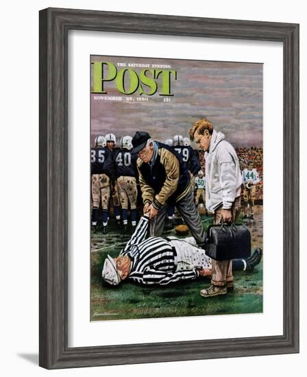 "Ref Out Cold" Saturday Evening Post Cover, November 25, 1950-Stevan Dohanos-Framed Giclee Print