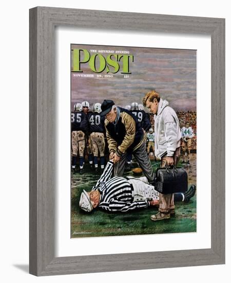 "Ref Out Cold" Saturday Evening Post Cover, November 25, 1950-Stevan Dohanos-Framed Giclee Print