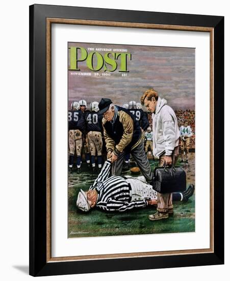 "Ref Out Cold" Saturday Evening Post Cover, November 25, 1950-Stevan Dohanos-Framed Giclee Print