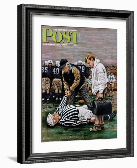 "Ref Out Cold" Saturday Evening Post Cover, November 25, 1950-Stevan Dohanos-Framed Giclee Print