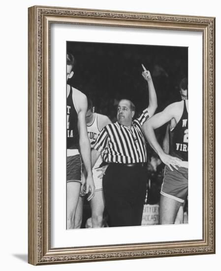 Referee Jim Enright Calling Plays and Using Hand Signals During a Game-Stan Wayman-Framed Photographic Print