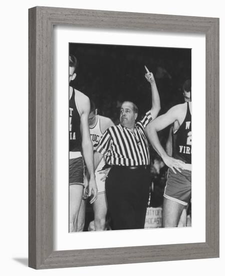 Referee Jim Enright Calling Plays and Using Hand Signals During a Game-Stan Wayman-Framed Photographic Print